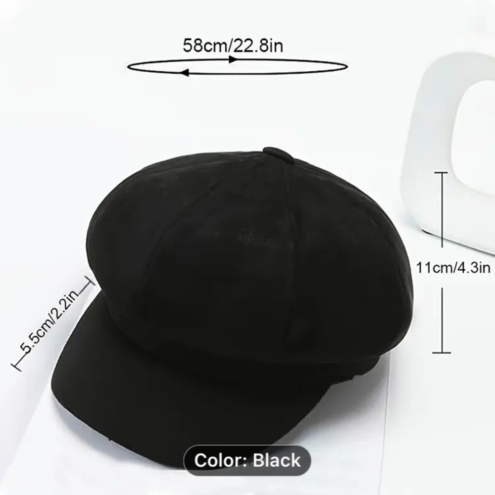 New Newsboy Hat Black - Picture 6 of 7